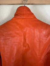 Load image into Gallery viewer, Vintage KENZO JUNGLE Orange Lambskin Leather Jacket Blazer Made In Belgium Sz 36 Small 2 4