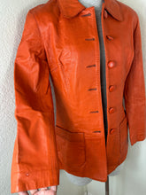 Load image into Gallery viewer, Vintage KENZO JUNGLE Orange Lambskin Leather Jacket Blazer Made In Belgium Sz 36 Small 2 4