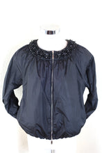 Load image into Gallery viewer, MONCLER Black Nylon Zip Embellished Bib Collar Applique Cropped Sweater Jacket Blazer Small XS 0 2 4