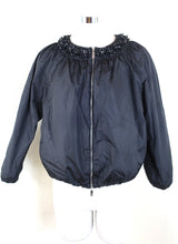 Load image into Gallery viewer, MONCLER Black Nylon Zip Embellished Bib Collar Applique Cropped Sweater Jacket Blazer Small XS 0 2 4