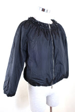 Load image into Gallery viewer, MONCLER Black Nylon Zip Embellished Bib Collar Applique Cropped Sweater Jacket Blazer Small XS 0 2 4