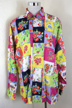 Load image into Gallery viewer, Versace Jeans Couture Vintage Men's Vibrant Patchwork Floral Print Cotton Button Up Shirt Large 8 10 12 14