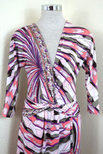 Load image into Gallery viewer, Vintage EMELIO PUCCI Embellished Pink Purple Open Front Dress Small 40 4 5 6