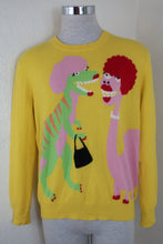 Load image into Gallery viewer, Vintage MOSCHINO Cheap and Chic Cashmere Yellow Dinosaur Sweater Jacket Sweatshirt Small 4 5 6