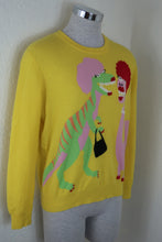 Load image into Gallery viewer, Vintage MOSCHINO Cheap and Chic Cashmere Yellow Dinosaur Sweater Jacket Sweatshirt Small 4 5 6