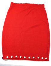 Load image into Gallery viewer, Vintage OLIVER by VALENTINO Rich Red Knitted Merino Wool Pencil Skirt Embellished M Large 7 8 10