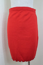 Load image into Gallery viewer, Vintage OLIVER by VALENTINO Rich Red Knitted Merino Wool Pencil Skirt Embellished M Large 7 8 10