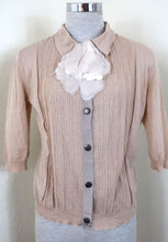 Load image into Gallery viewer, Vintage LANVIN Flower Beige Knit Short Sleeve Sweater Top Blouse Small 2 3 4