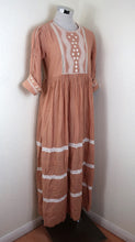 Load image into Gallery viewer, Label RITU KUMAR Brown Long 3/4 Sleeve Maxi Dress Small Medium 6 7 8