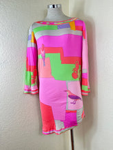 Load image into Gallery viewer, Vintage Leonard Paris Silk Jersey Asymmetrical Shift Dress Birds Print Size M 4 6