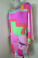 Load image into Gallery viewer, Vintage Leonard Paris Silk Jersey Asymmetrical Shift Dress Birds Print Size M 4 6