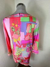 Load image into Gallery viewer, Vintage Leonard Paris Silk Jersey Asymmetrical Shift Dress Birds Print Size M 4 6