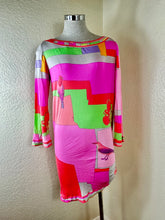 Load image into Gallery viewer, Vintage Leonard Paris Silk Jersey Asymmetrical Shift Dress Birds Print Size M 4 6