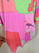 Load image into Gallery viewer, Vintage Leonard Paris Silk Jersey Asymmetrical Shift Dress Birds Print Size M 4 6