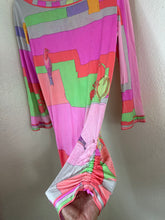Load image into Gallery viewer, Vintage Leonard Paris Silk Jersey Asymmetrical Shift Dress Birds Print Size M 4 6