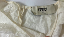 Load image into Gallery viewer, Fendi White Silk Jacquard Cursive Logo Cape Blouse IT 36 Xs S 0 2 4