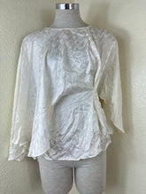 Load image into Gallery viewer, Fendi White Silk Jacquard Cursive Logo Cape Blouse IT 36 Xs S 0 2 4