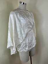 Load image into Gallery viewer, Fendi White Silk Jacquard Cursive Logo Cape Blouse IT 36 Xs S 0 2 4