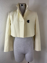 Load image into Gallery viewer, Rare GANNI Pale Banana Yellow Crop Blazer Jacket Eco Suiting – Size 32 (US 0) XS S 0 2