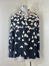 Load image into Gallery viewer, Valentino Garavani Silk Snowdrop Floral Print Blouse Black Ivory IT 44 US M 7 8