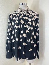 Load image into Gallery viewer, Valentino Garavani Silk Snowdrop Floral Print Blouse Black Ivory IT 44 US M 7 8