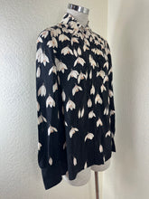 Load image into Gallery viewer, Valentino Garavani Silk Snowdrop Floral Print Blouse Black Ivory IT 44 US M 7 8