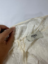 Load image into Gallery viewer, Fendi White Silk Jacquard Cursive Logo Cape Blouse IT 36 Xs S 0 2 4