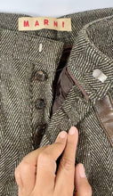 Load image into Gallery viewer, Vintage MARNI Archive Luxury Cashmere Leather-Trim Herringbone Shorts IT 38 US XS Small 2 4