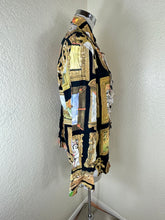 Load image into Gallery viewer, 90s Moschino Jeans Art Gallery Shirt Ruffle Framed Mona Lisa Picasso 46 Unisex S Man L Woman