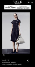 Load image into Gallery viewer, BOTTEGA VENETA Black Polyester Lamb Leather Trim Dress Medium Large 44 8 9 10 12