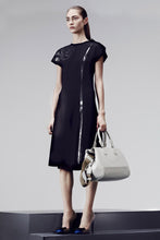 Load image into Gallery viewer, BOTTEGA VENETA Black Polyester Lamb Leather Trim Dress Medium Large 44 8 9 10 12