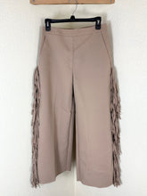 Load image into Gallery viewer, MSGM Beige Double Crepe Cady Fringe Wide Leg Trousers Pants in Italy Size S M 6