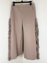Load image into Gallery viewer, MSGM Beige Double Crepe Cady Fringe Wide Leg Trousers Pants in Italy Size S M 6