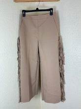 Load image into Gallery viewer, MSGM Beige Double Crepe Cady Fringe Wide Leg Trousers Pants in Italy Size S M 6