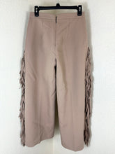 Load image into Gallery viewer, MSGM Beige Double Crepe Cady Fringe Wide Leg Trousers Pants in Italy Size S M 6
