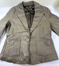 Load image into Gallery viewer, A.T Atsuro Tayama Leather Blazer Jacket Womens 38 Taupe Gray Genuine Sheepskin xs Small 0 2 4