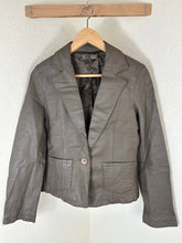 Load image into Gallery viewer, A.T Atsuro Tayama Leather Blazer Jacket Womens 38 Taupe Gray Genuine Sheepskin xs Small 0 2 4