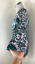 Load image into Gallery viewer, Dries Van Noten Patterned Crew Neck Top Pink Green Geometric Silk Blend Sz 40 Small Med