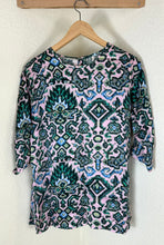Load image into Gallery viewer, Dries Van Noten Patterned Crew Neck Top Pink Green Geometric Silk Blend Sz 40 Small Med