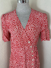 Load image into Gallery viewer, Rouje Paris Gabin Wrap Midi Dress Red Floral Ditsy Button Up Size FR 40 US Small M 6 8