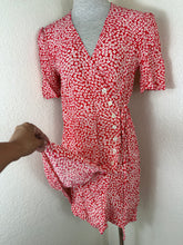 Load image into Gallery viewer, Rouje Paris Gabin Wrap Midi Dress Red Floral Ditsy Button Up Size FR 40 US Small M 6 8