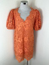 Load image into Gallery viewer, ERMANNO FIRENZE Orange Floral Macrame Lace Puff Sleeve Dress Italy Small 40 US 4
