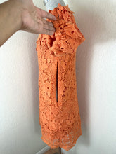 Load image into Gallery viewer, ERMANNO FIRENZE Orange Floral Macrame Lace Puff Sleeve Dress Italy Small 40 US 4