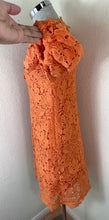 Load image into Gallery viewer, ERMANNO FIRENZE Orange Floral Macrame Lace Puff Sleeve Dress Italy Small 40 US 4