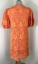 Load image into Gallery viewer, ERMANNO FIRENZE Orange Floral Macrame Lace Puff Sleeve Dress Italy Small 40 US 4