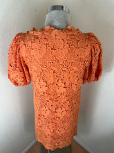 Load image into Gallery viewer, ERMANNO FIRENZE Orange Floral Macrame Lace Puff Sleeve Dress Italy Small 40 US 4