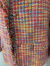 Load image into Gallery viewer, Vilagallo Multicolor Tweed Fringe Jacket Euro 38 US 6 Metallic Boucle Tropical