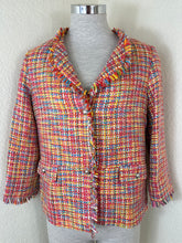 Load image into Gallery viewer, Vilagallo Multicolor Tweed Fringe Jacket Euro 38 US 6 Metallic Boucle Tropical