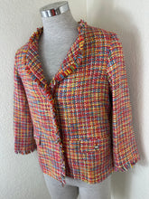 Load image into Gallery viewer, Vilagallo Multicolor Tweed Fringe Jacket Euro 38 US 6 Metallic Boucle Tropical