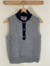 Load image into Gallery viewer, GANNI Cashmere Mix Sleeveless Polo Knit Vest Frost Gray Pink Size S XS 0 2 4 Butterfly